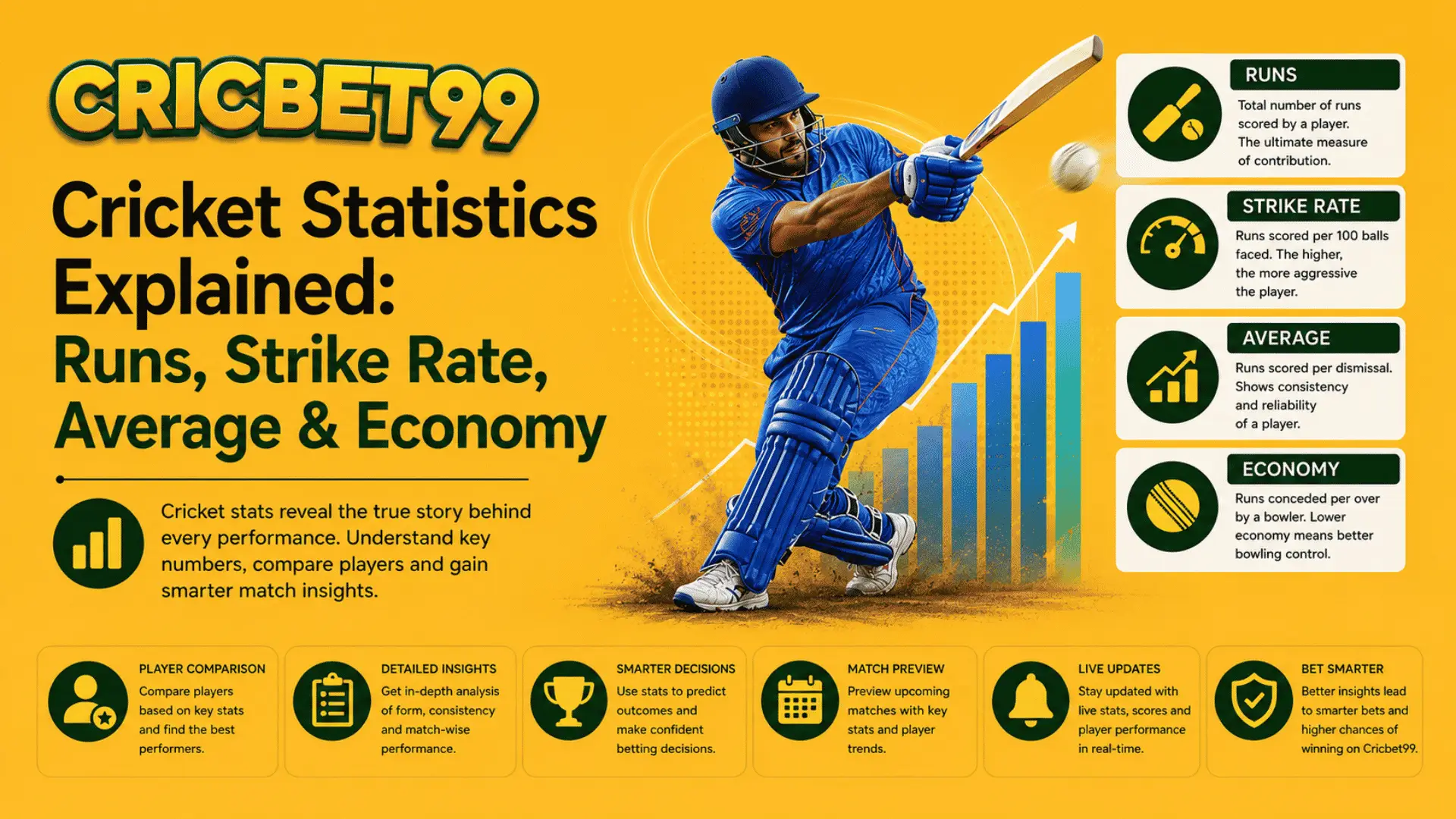 Cricket Statistics Explained Runs, Strike Rate, Average & Economy