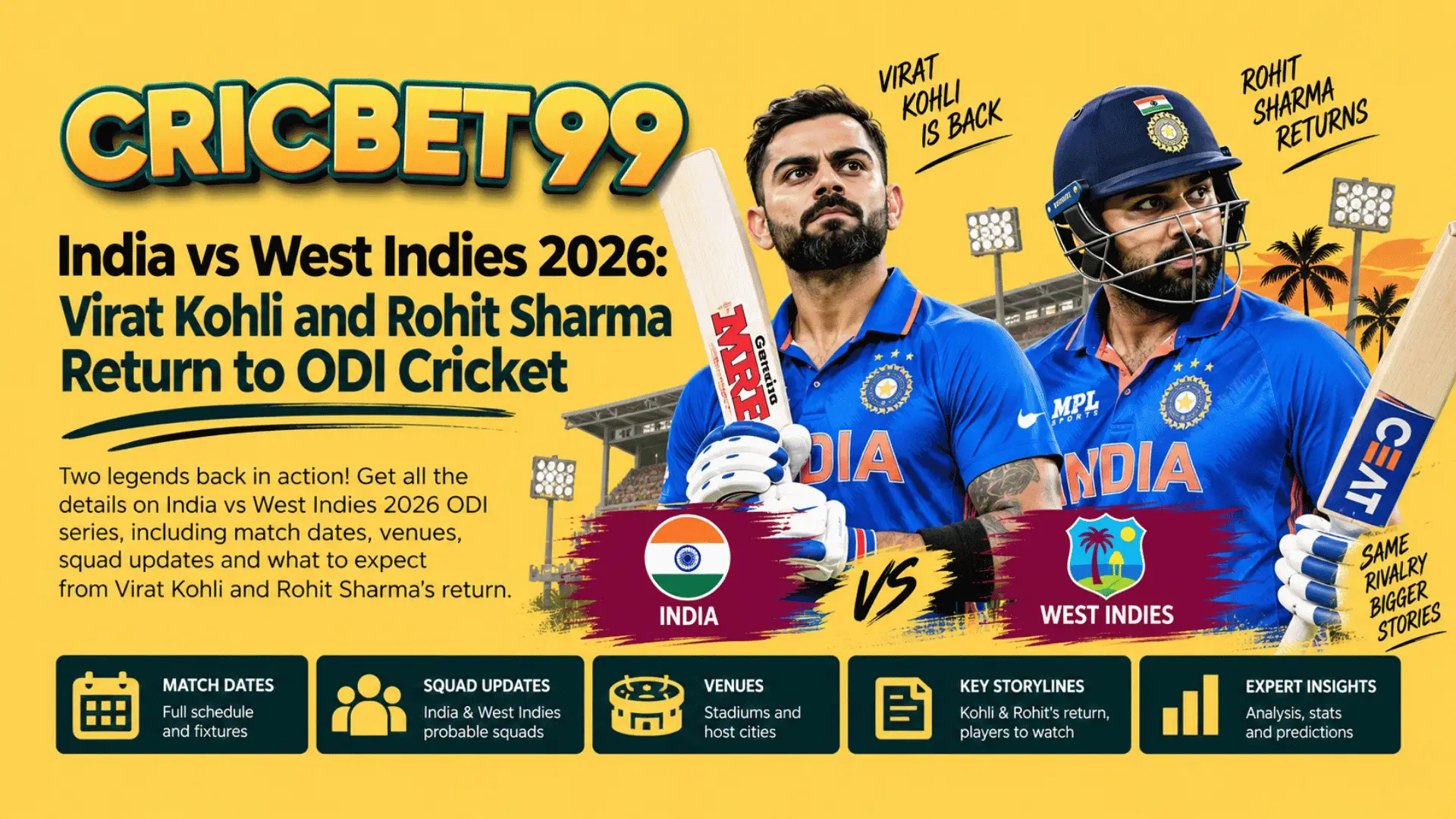 India vs West Indies 2026 Virat Kohli and Rohit Sharma Return to ODI Cricket