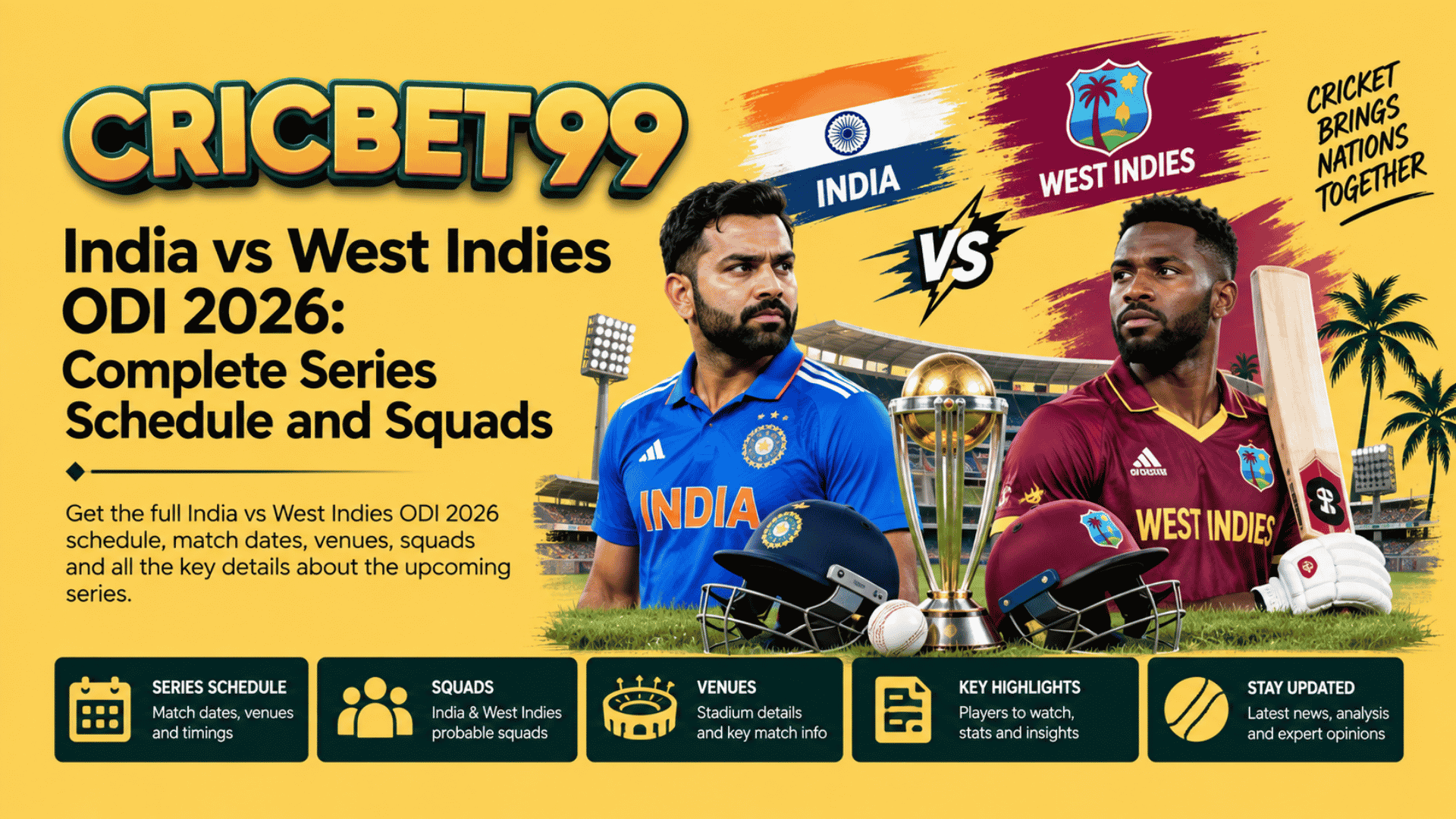 India vs West Indies ODI 2026 Complete Series Schedule and Squads