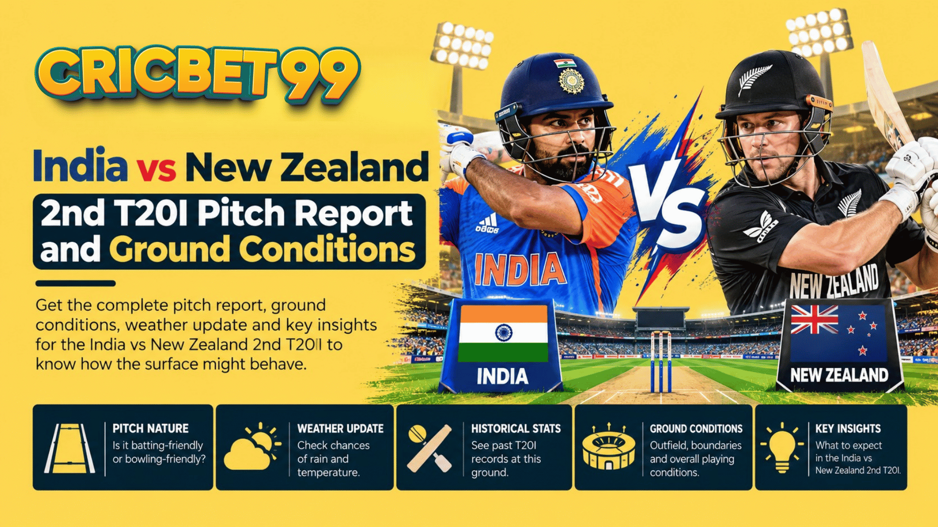 India vs New Zealand 2nd T20I Pitch Report and Ground Conditions