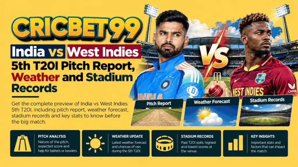 India vs West Indies 5th T20I Pitch Report, Weather and Stadium Records